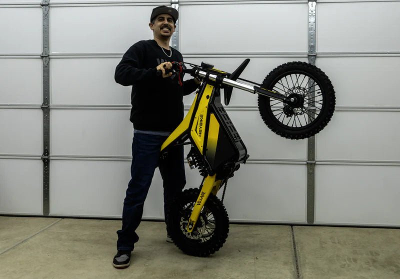Heybike Villain electric dirt bike heavy-duty carbon steel frame built for off-road adventure